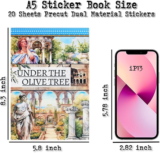 Dwpetzo Vintage Ancient Greece Mythology History Stickers Scenery Book, 20 Sheets Pre-Cut Junk Journaling Artistic Stickers for Scrapbooking, Albumn, Bujo, Scrap Book, DIY Craft Art Decor