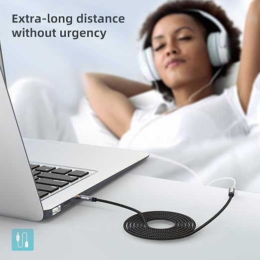 FONVOi TRRS Headphone Extension Cable, 4 Pole 3.5mm Stereo Jack Male to Female Aux Cable for Headphones/Microphones/Tablets/Computers/PS4 and More (8FT)