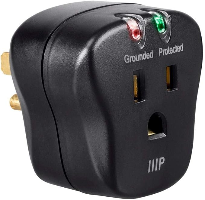 Monoprice 1 Outlet Portable Mini Surge Protector - UL Rated, 540 Joules, With Grounded And Protected Light Indicator, Black