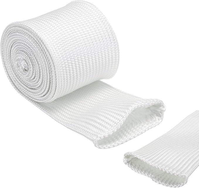 uxcell Insulation Cable Protector,50mm/1.97 Inch-2m/7 Feet High Temp Fiberglass Sleeve White