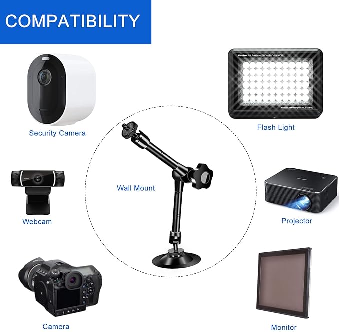 UYODM 2 Pack Articulating Magic Arm Wall Mount Holder Stand Compatible with CCTV POV Camcorders Cameras, LED Light, Video Lamp,DSLR,Flash,Digital Camera,Security Cameras