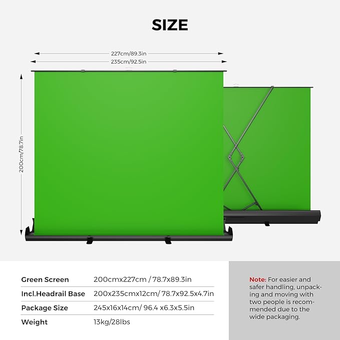NearStream Green Screen Backdrop 78.7 x 89.3 in, Chroma Key Background, Auto-Locking Portable Foldable Fabric for Video Recording/Streaming/Photography/Zoom & Virtual Meetings, Pull-Up Design (VK50)