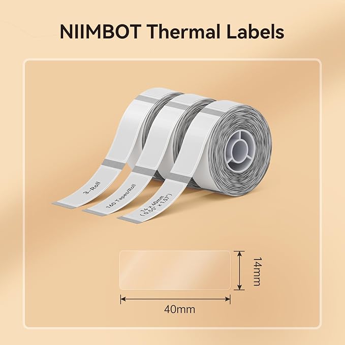 NIIMBOT Label Maker Tape for D11/D110/D101 Label Maker, 14 x 40 mm (0.55'' x 1.57''), 3Rolls for Home Office Labeling Tape Replacement, Clear