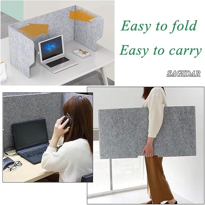 Desk Partition, Sound Absorbing and Noise Reducing Desktop Partition, 60 Cm Privacy Panel, Desk Divider, Polyester Fiber Soundproof Screen