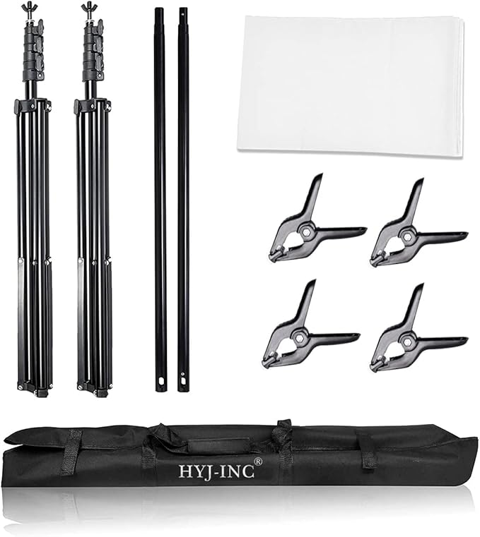 Photo Video Studio 12 x10ft 100% Muslin White Backdrop with 10 x 8.5ft Stand Photography Background Support System Kit ,Clamp, Carry Bag