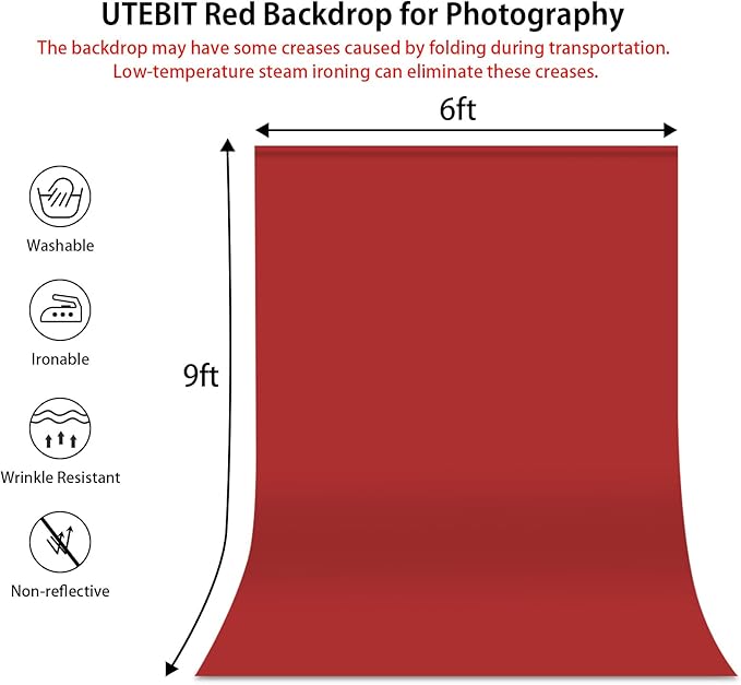 UTEBIT Christmas Background, 6x9ft Classic Red Photo Backgrounds Microfibre Retro Abstract Crimson Photography Backgrounds Portrait Props for Photography