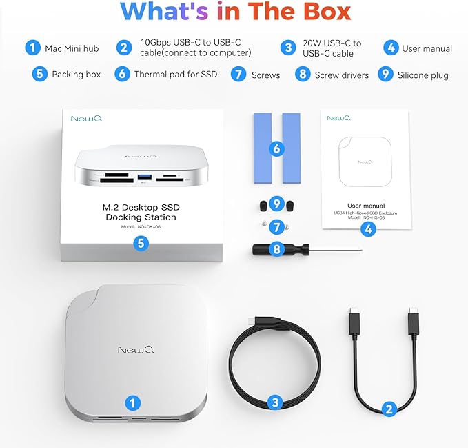 Mac mini M4 Hub with SSD Enclosure and Multi Card Reader, 10Gbps CFexpress Type B/Type A Reader, SD/TF 4.0 Slot, M.2 NVMe Enclosure,USB-C, USB-A, Dock for Content Creator, Photographer, Professional