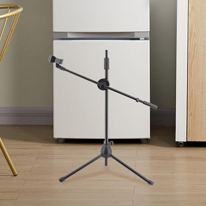 BESPORTBLE Metal Microphone Boom Arm with Dual Mic Clip and Spring Clamp, 350Mm Adjustable Desk Mic Stand Arm for Live Streaming and Recording