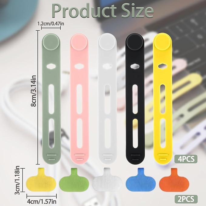 FenrFern 30Pcs Silicone Cable Ties, Reusable Cable Straps Cord Organizer for for Bundling Earphone, Phone Charger, Computer Cords in Home, Office, Kitchen, School (20 Cable Ties+10 Cord Labels)