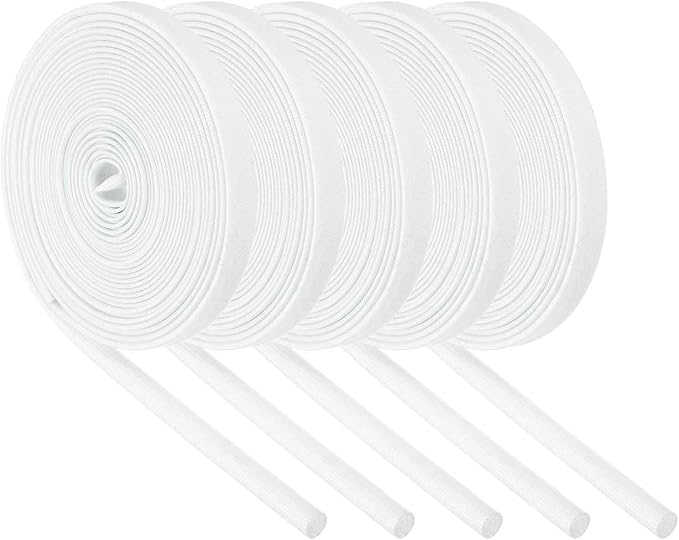 MECCANIXITY 5Pcs Wire Insulation Braid Fire Sleeve,16.4Ft-6mm ID White, High Temp Silicone Coated Fiberglass Sleeving for Automotive Hose Lines Electrical Wiring
