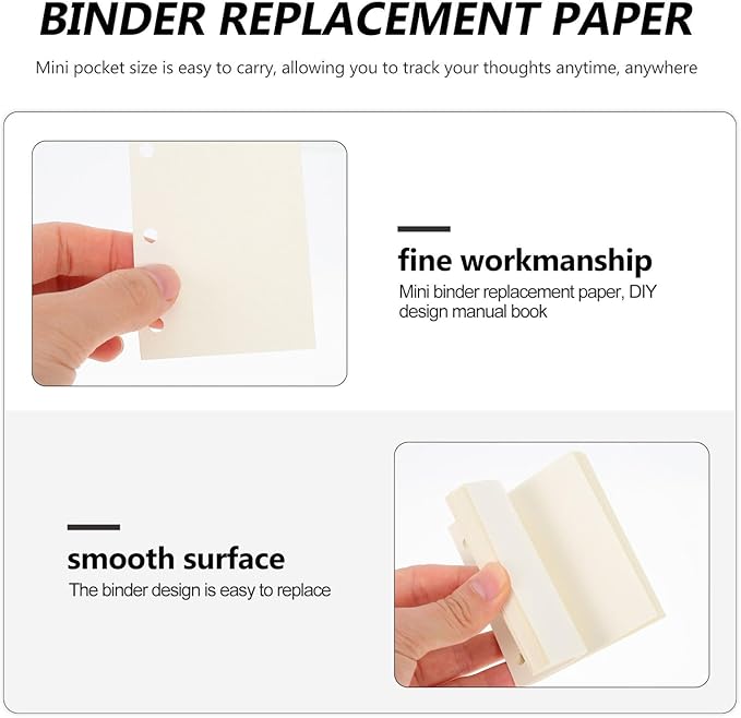 OSALADI 240 Sheets Replaceable Mini Binder Paper for Scrapbook and Writing Smooth Multi-function Loose Leaf Stationery for Diaries Reports and Planning Punch Compatible