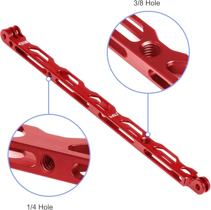 HSU (7 Pcs) All Aluminum Alloy Extension Arm Kit Metal Pole Mount Helmet Stick Extension Arm Mount for GoPro Hero 13/12/11/10/9/8/7/6/5 Black, DJI Osmo Action and More (11.8”/6.5”/3.3”) (Red)