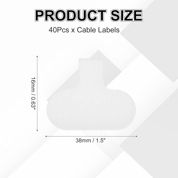 uxcell Cable Labels, 40Pcs Waterproof Cable Tag Writable Wire Labels Self-Adhesive Wire Tags Reusable Hook & Loop for Electronics Computer Cord Management Identification, White