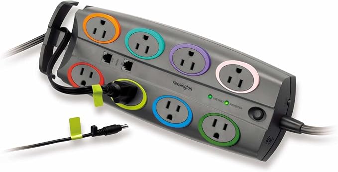Kensington SmartSockets 8-Outlet, 8-Foot Cord, & 2490 Joules Standard Surge Protector (K62690NA)