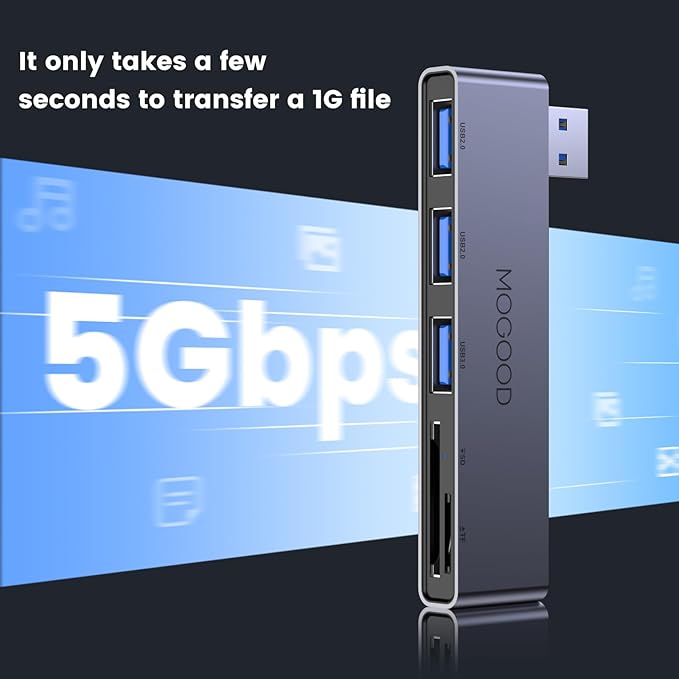USB Hub MOGOOD 5 in 1 Multiport USB Adapter with 1×USB 3.0, 2×USB 2.0,SD/TF Card Reader USB Splitter USB Expander Micro SD Card Adapter for Laptop,Camera,Keyboard,Mouse,Xbox,Console,Printer …