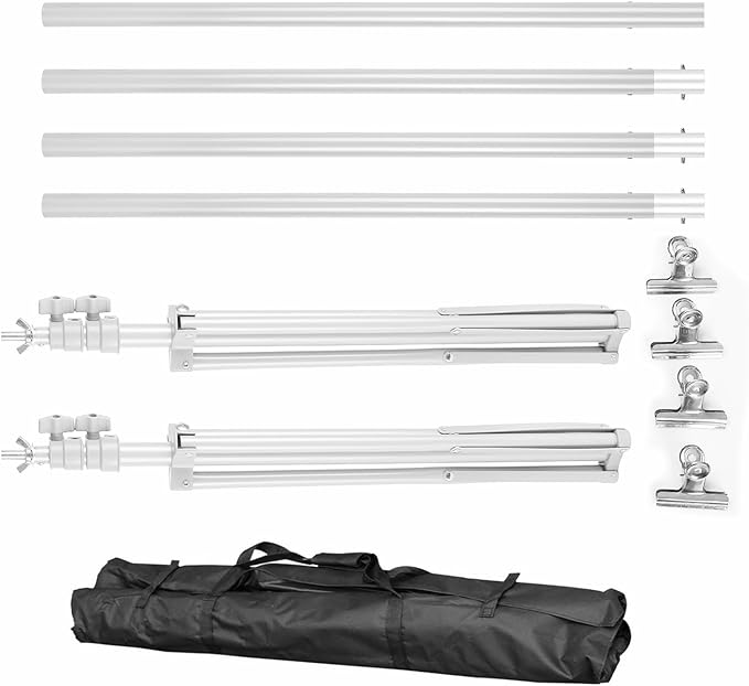 6.5 x 10ft Adjustable Backdrop Stand Kit,Heavy-Duty Photography Background Support System with Clamps & Carry Bag,Photo Video Studio Backdrop Stand for Parties,Weddings,Green Screen & Banner Display