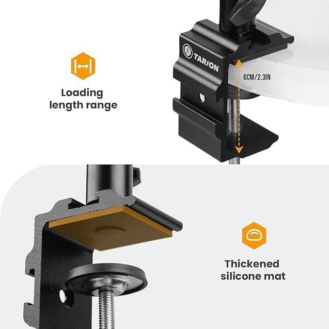 TARION Camera Desk Mount Stand - Articulating Arm, Flexible Overhead Mount, Adjustable Heavy Duty Tabletop DSLR Arm Boom for Flat Photography, Videography, Filming, Live Streaming TKB01