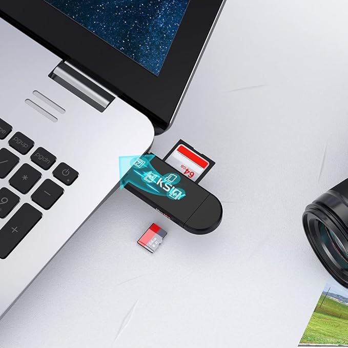3-in-1 SD Card Reader-Type-C/USB-A/Micro USB, Dual Slot Memory Card Reader for MacBook/PC/Android/Phone/Camera/Laptop/Galaxy/Chromebook, Micro SD Card Adapter Supports SD/SDHC/SDXC/MMC