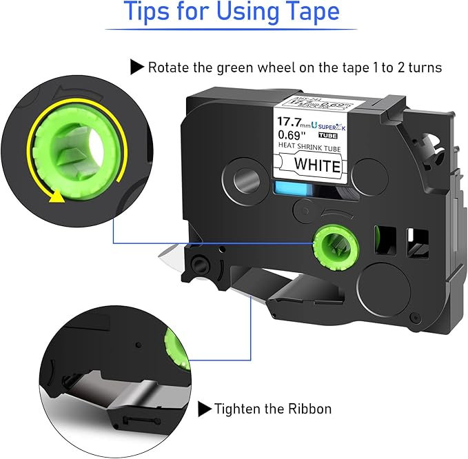3 Pack Compatible for Brother Ptouch HSe-241 HSe241 HS-241 HS241 Black on White 17.7mm 0.69'' Heat Shrink Tubing Label Tape for Wire Cable use in PT-P710BT P700 P750W P900 Label Maker