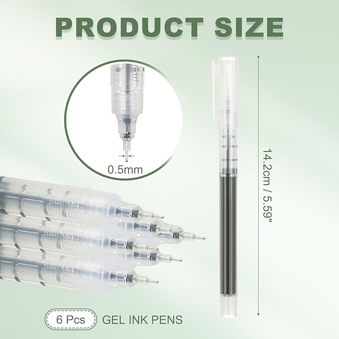 PATIKIL 6Pcs Colored Gel Ink Pens, 0.5mm Extra Fine Point Smooth Writing Japanese Quick Drying Liquid Ink Rollerball Pens for Office Stationery Classroom Teachers, Dark Blue