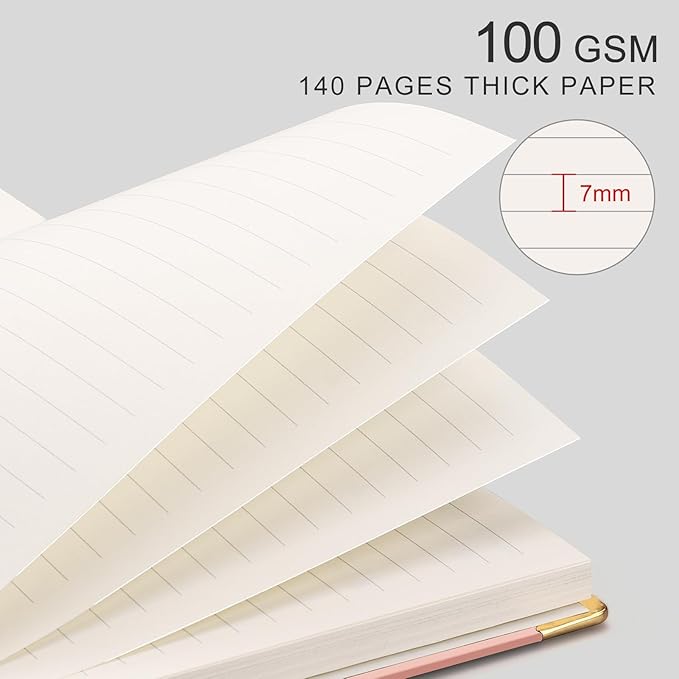 EMSHOI Meeting Notebook for Work - A5 Half Meeting Half Note Planner, 140 Pages, 100GSM Thick Paper, Hardcover, Project Organizer for Women Men Office, Business, Note Taking, 6"x8.3" - Pink