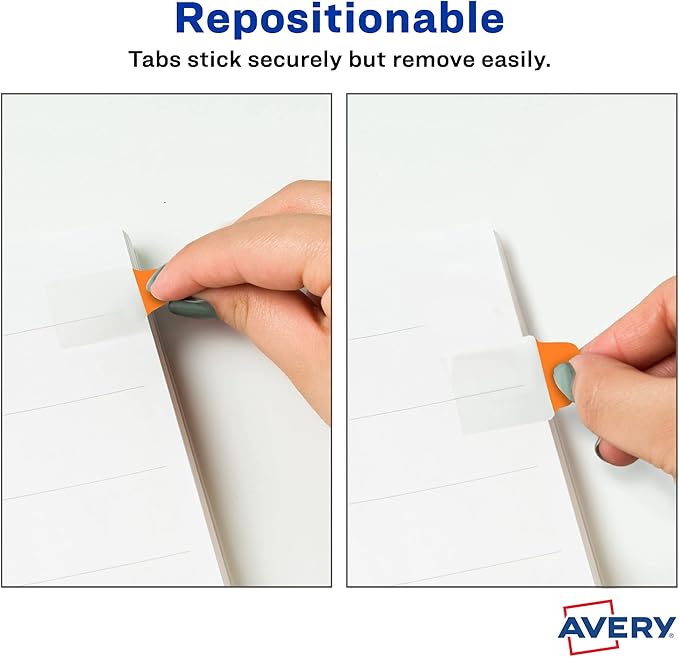 Avery Mini Ultra Tabs, 1" x 1.5", 2-Side Writable, Assorted Neon Colors, 40 Repositionable Tabs (74759)