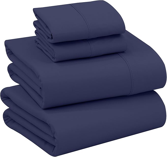 RUVANTI 100% Cotton California King Sheet Sets, 4 Pieces, Soft & Breathable Percale Weave Bedding, Deep Pocket 14", Hotel Standard, Crisp Cool Feel & Durable, Perfect Dyed Sheets, Crown Blue