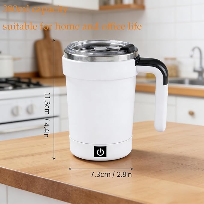 Self Stirring Coffee Mug with Lid,304 Stainless Steel Self Stirring Cup,Rechargeable Coffee Mug with Temperature Display,Suitable for Home and Office (Purple)