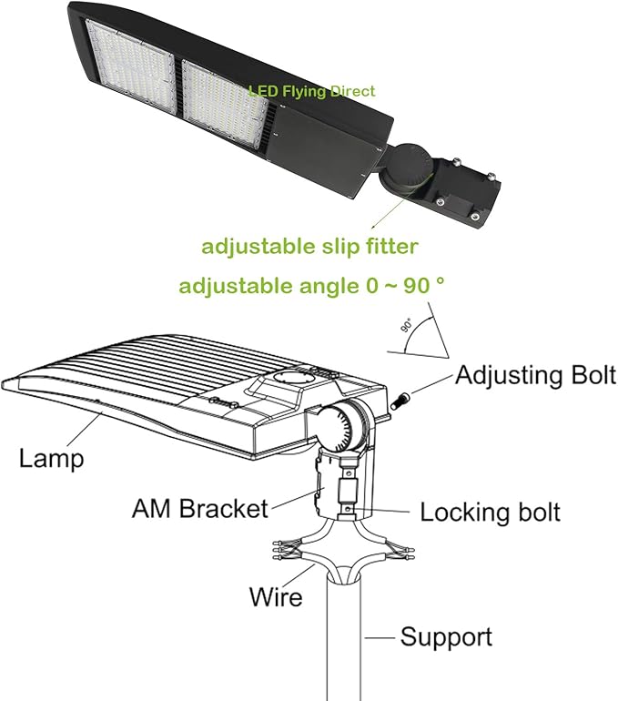 300W LED Parking Lot Light 4000K Neutral White, 40500lm, DLC Premium UL Listed, Slip Fitter Mount, 1-10V Dimmable, 20KV Surge Protection, Shoebox Area Light