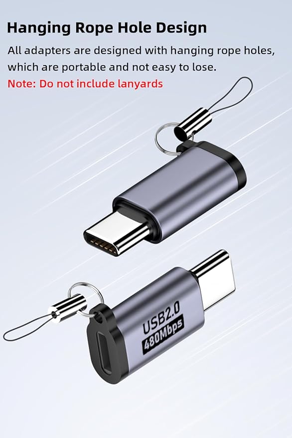 USB C to Micro USB/Mini USB/Lighting Adapter, Light-ning to USB C/Micro USB Converter, Micro USB 2.0 to Type C/Lighting/Mini USB Connector (8 Pack)