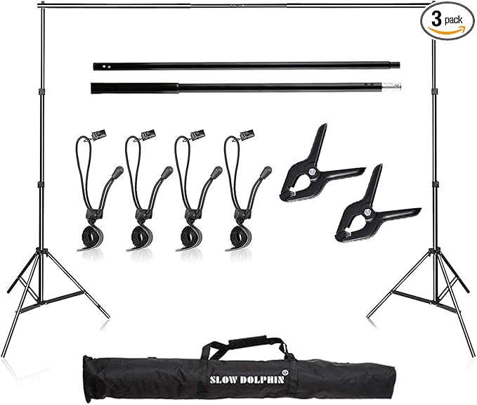 SLOW DOLPHIN Photo Video Studio 10x7ft(WxH) Adjustable Backdrop Support System Kit Background Stand with Carry Bag