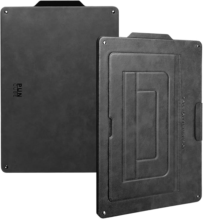 PUNCUBE Portable Lap Desk - Lap Desk with Retractable Mouse Pad, Adjustable Stand, Writing Board, Expandable Surface, and Heat Protection for Laptops and Tablets (Black)