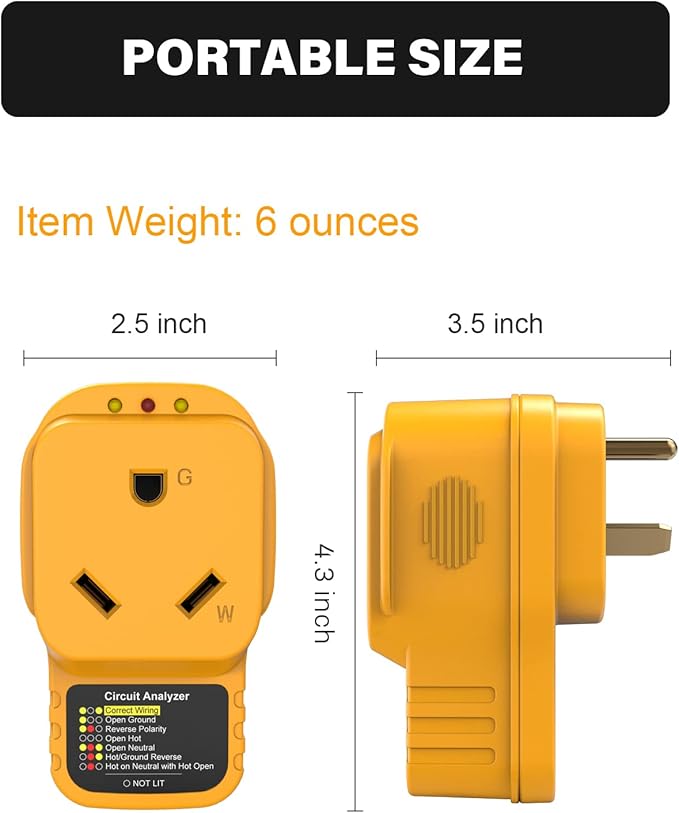 30 Amp RV Surge Protector with Circuit Analyzer, 30A Male to Female Plug, 2100 Joules Surge Protection, LED Indicator Lights for Camper & Travel Trailer (Basic)