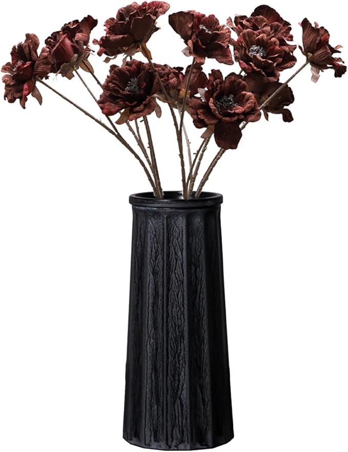 Black Vintage Vase, 10 Inches Antique Glass Vase Rustic European Unique Chic Style for Tabletop, Kitchen, Office, Living Room Decoration
