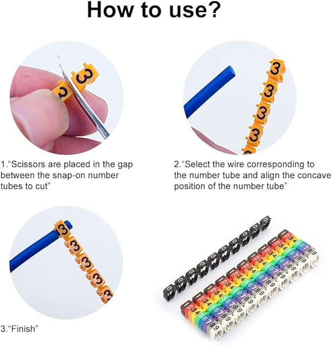 Clip on Wire Markers Wire Number Labels Colorful Cable Numbering Marker Tube for Marking The Color Coded Cables(150PCS -1.5MM 1.5)
