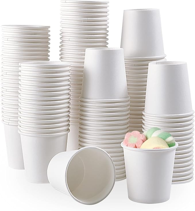TV TOPVALUE 3 oz Paper Cups 600 Count Disposable Bathroom Mouthwash Espresso White Cups for Party, Picnic, Travel and Events