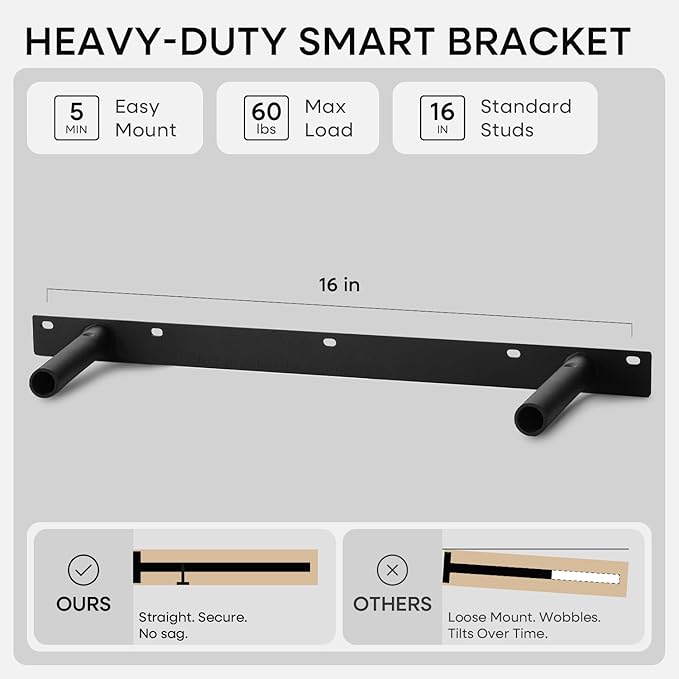 Homeforia Black Floating Shelves 24 inch, High End Solid Real Wood 24inch Bathroom Floating Shelf for Wall Mounted, Black Wooden 24in Floating Shelves, Heavy Duty Bracket, 24 X 6.5 X 1.75 in, Set of 2