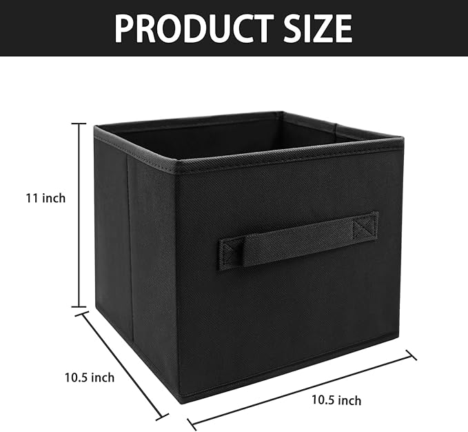Storage Cubes Collapsible fabric Storage bins,cube storage organizer 10.5 * 10.5 * 11 inch,For home and office Collapsible Closet Shelf Organizers, Drawer Organizers(Black)