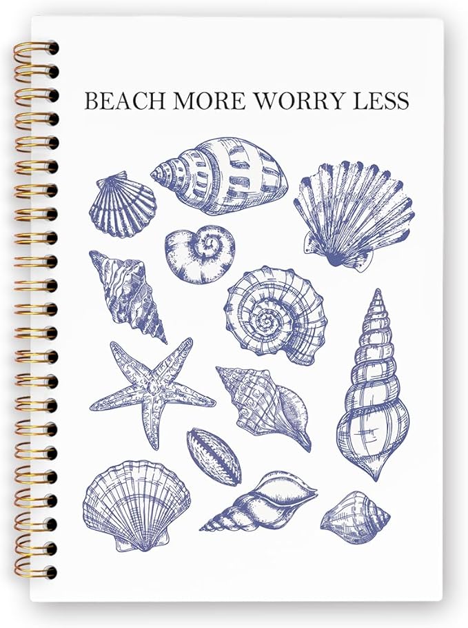 dvhdajed Coastal Seashell Inspirational Spiral Notebook, Ocean Beachy Journaling Notebooks, Coastal Ocean Spiral Journal for Girls Women, Beach Seashell Office School Supplies Gifts, 5.5x8.3 In