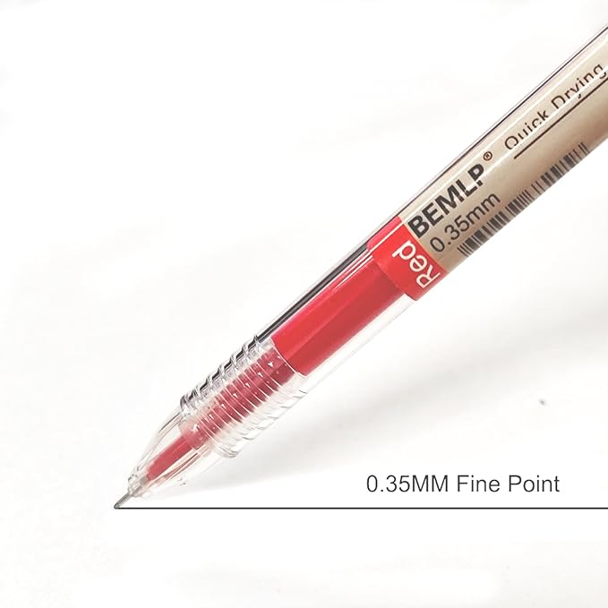 BEMLP Gel Pen 0.35mm Red Ink Pen Maker Pen School Office student Exam Writing Stationery Supply Technical Pens 12 Pcs/Set (Red)