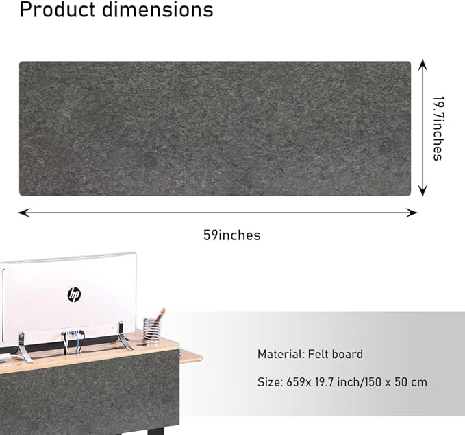 VOVCIG Under Desk Privacy Panel,59 x 19.7 inch Felt Board Modesty Panel is Suitable for Office Desk Cover Skirts, Opaque and Easy to Install