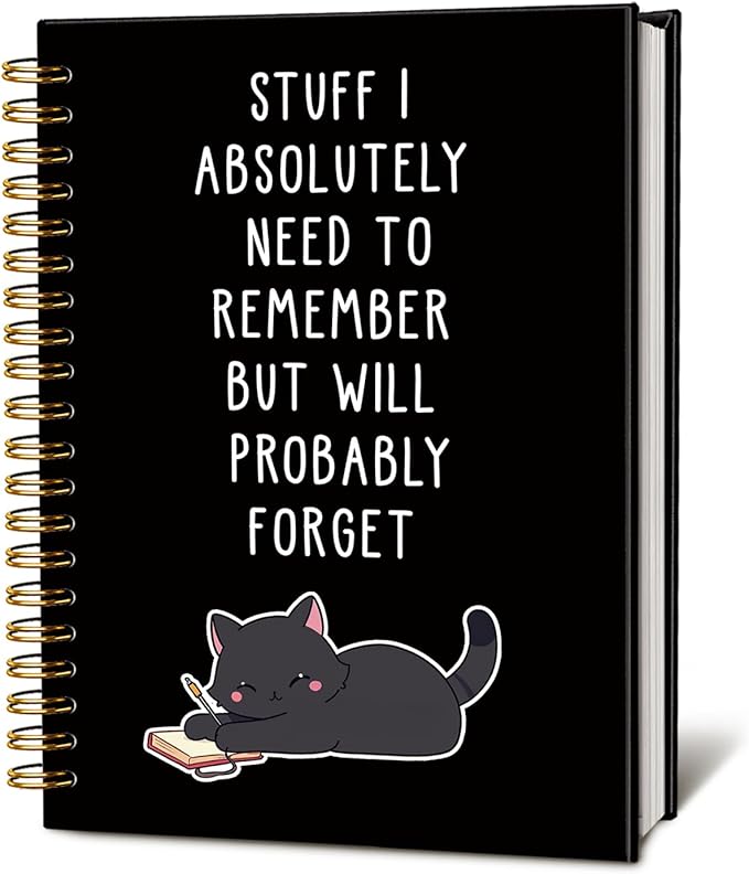 LIANGW Funny Black Cat Spiral Notebook Journal, Black Cat Lovers Gifts Journal for Writing, Pet Cats Mom Lady Owner Gifts, Cats School Office Stuff Supplies, 5.5x8.3 Inch