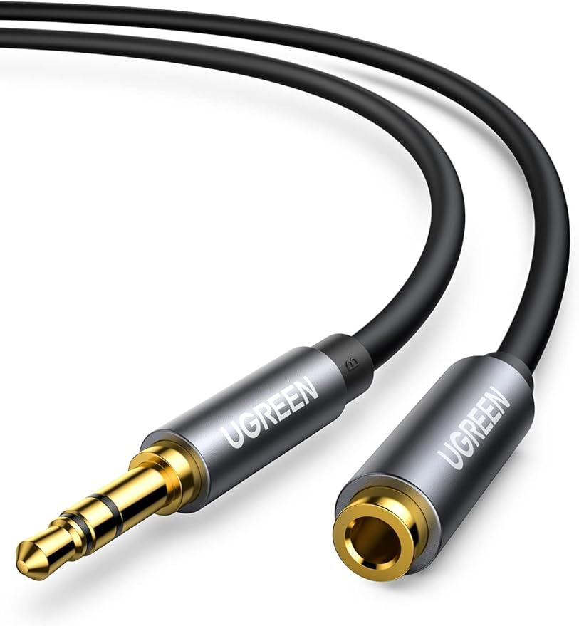 UGREEN Headphone Extension Cable 3.5mm Extension Gold Plated Aux Cable Audio Stereo Jack Male to Female TRS Cord Extender Compatible with iPhone iPad Phones Tablets Media Players, 10FT