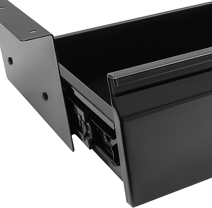 LEYSRIS 23.9" Under Desk Storage Drawer, Black Sliding Pull-Out Drawer for Sit Stand Workstation