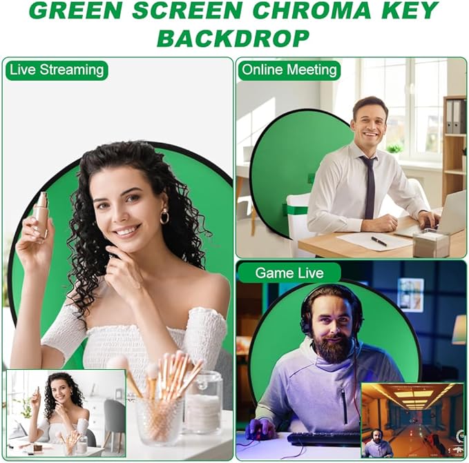 1 PC Green Screen Background, Nylon Background Screen Portable Foldable Backdrop for Live Streaming, Chair Photo Studio Solid (Green, 75cm，only Screen,NO Stand)