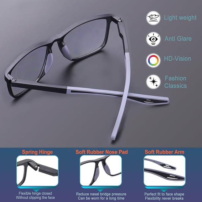 BLOEXCLU 4 Pack Progressive Multifocus Reading Glasses for Men Women TR90 Sports Style Anti-Blue Light Computer Readers