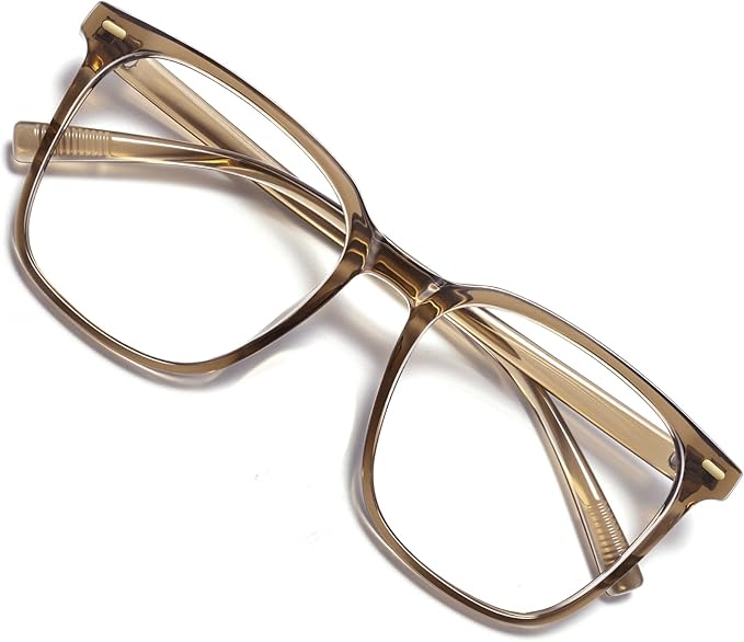 MACJERO Oversized Square Blue Light Blocking Glasses for Women Men, Anti-Fatigue Computer Monitor Gaming Glasses Reduce Eye Strain(Brown)