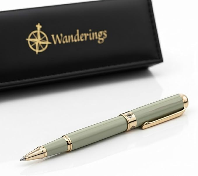 Premium Ballpoint Pen with German Ink – Perfectly Balanced for a Superb Writing Experience, 24K Gold Plated Green – Soft Sage Green- Includes a Schmidt Refill in a Giftable Presentation Case