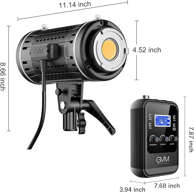 GVM Led Video Light RGB+Bi-Color Double Sided Daylight Balanced COB Light 77600 lux/0.5m CRI97+ 12 Built-in Lighting Effects App Control 2700K-7500K Photography Lighting (100W)