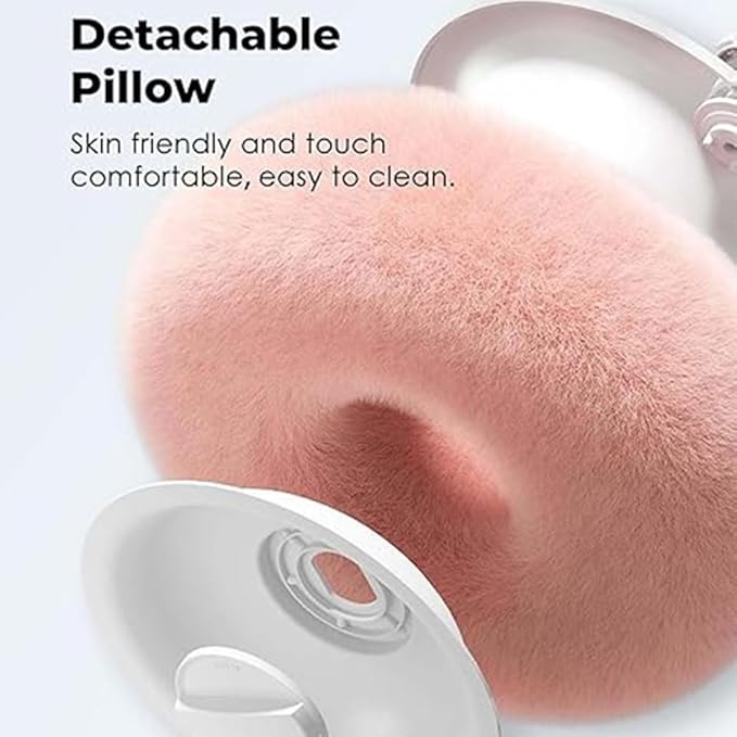 Fuzzy Pillow Phone Holder with Snack Bowl, Adjustable 360° Rotating Magnetic Stand for Phone/Tablet/Kindle iPad, Soft Plush Fabric, Detachable Snack Bowl for Reading for Bed (Upgraded Pink)